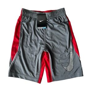 NWT. Nike Dri-Fit training shorts. Gray/Red. Size Big Boy Small